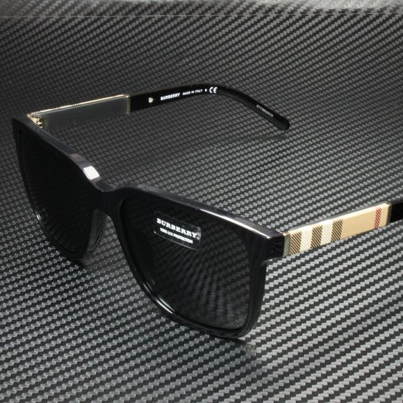 New Burberry Black with Plaid 58mm Sunglasses - Picture 1 of 5